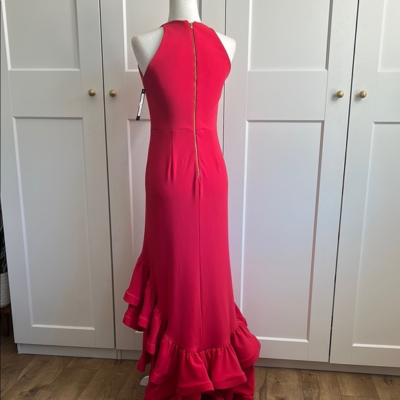 Betsy Adams Hot Pink Ruffled Gown | 4 - Picture 2 of 7